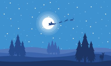 Tren geyik üzerinde santa ile sky