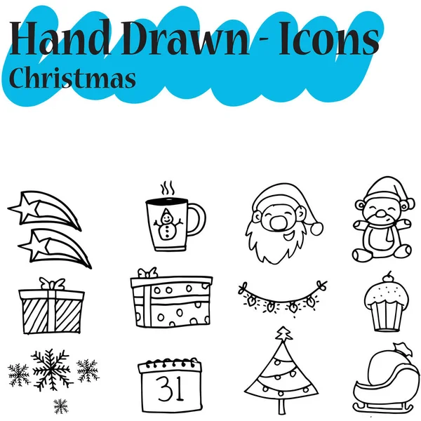 El çizmek koleksiyonu Noel Icon set