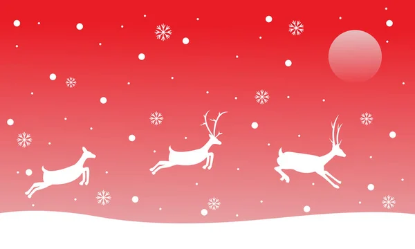 Рождественский олень на красном фоне — стоковый вектор