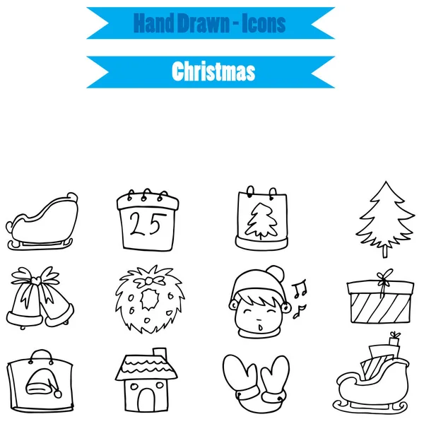 Collection stock christmas icon set auf weißem Hintergrund — Stockvektor