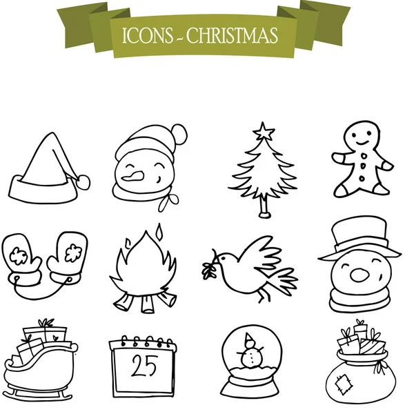 Hand draw of Christmas and holiday icons — Stock Vector