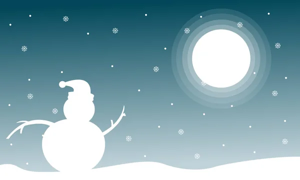Kardan adam ile Noel gece manzara — Stok Vektör