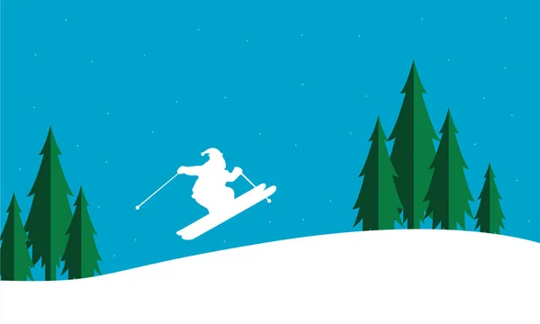 Die Silhouetten der Skii-Weihnachtslandschaft — Stockvektor