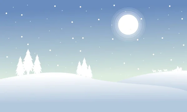 Silueta de invierno Navidad paisaje de la colina — Vector de stock