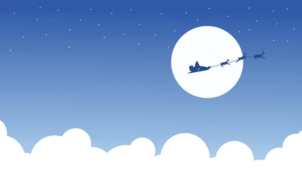 クリスマス トリア空シルエット サンタ — ストックベクタ