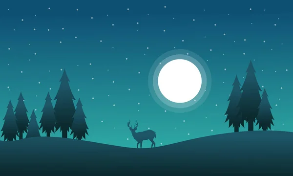 Ren geyiği ile Ladin sahne siluet