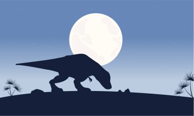 Gece Tyrannosaurus toplayan siluetleri