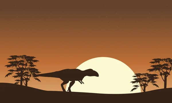 Silhouette di mapusaurus con paesaggio arboreo — Vettoriale Stock