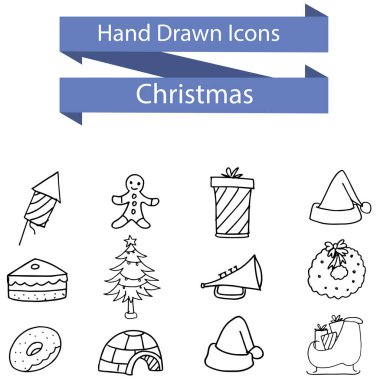 Noel Tema simgeleri el çekilmiş