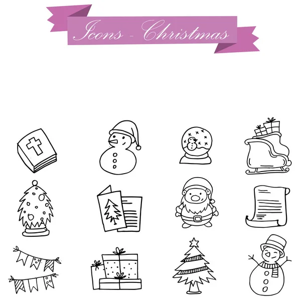 Hand draw of icon holiday Christmas — Stock Vector