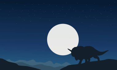 Triceratops ay manzara ile silüeti