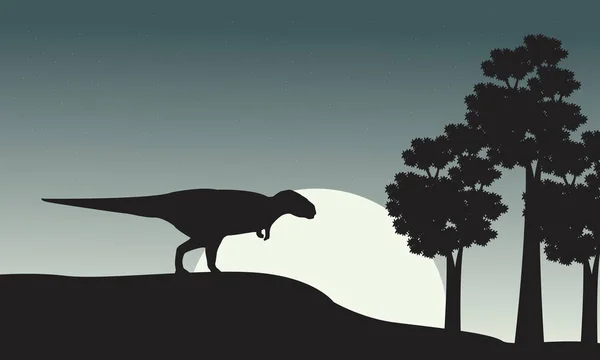 Silhouet van mapusaurus op het park — Stockvector