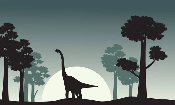 Paysage de silhouettes de brachiosaures vecteur — Image vectorielle