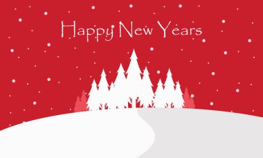 Ladin mutlu yeni yıl manzara ile Kızıl gökyüzü