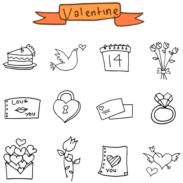 Handzeichnen Element Valentine Symbole — Stockvektor