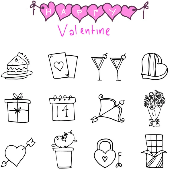 Ikone des Valentinstages mit Handzeichnung — Stockvektor