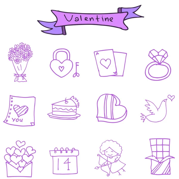 San Valentín iconos romance tema vector — Vector de stock