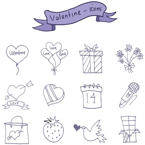 Icônes de la Saint-Valentin thème de romance — Image vectorielle