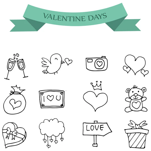 Handzeichnung Ikone des Valentinstages — Stockvektor
