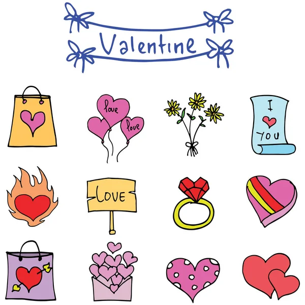 Object valentine days various collection — Stock Vector