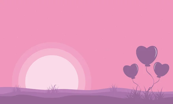 Sevgililer günü aşk balon ile peyzaj — Stok Vektör