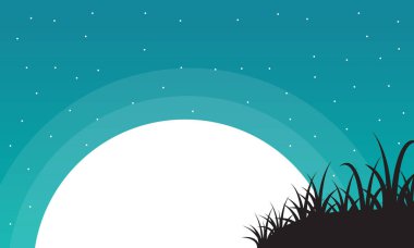 Büyük ay manzara Sevgililer ile çimen