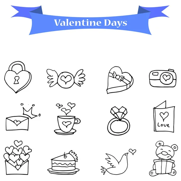 Illustration Vektor Valentinstag Symbole — Stockvektor