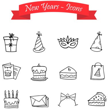 El çizmek öğe yeni yıl simgeler