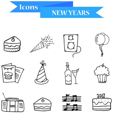 El çizmek nesne yeni yıl simgeleri