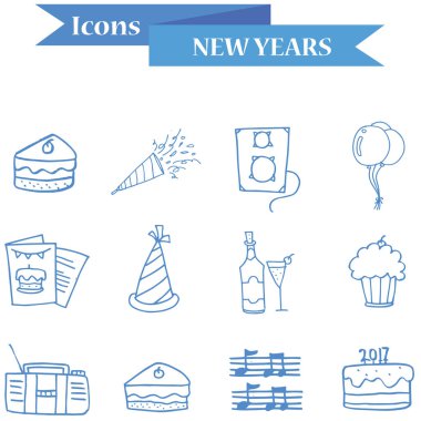 Vektör sanat öğe yeni yıl simgeler