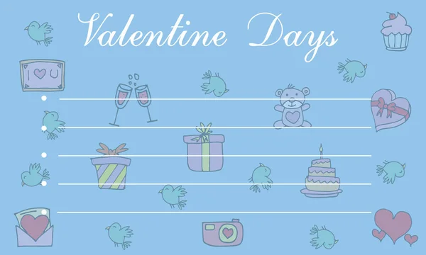 Sbírka blahopřání roztomilý valentine — Stockový vektor