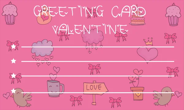 Cartão Valentim em fundos rosa —  Vetores de Stock