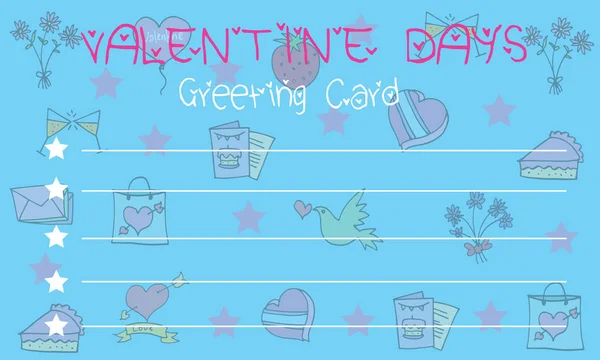 Sobre fondo azul tarjeta de felicitación valentine — Archivo Imágenes Vectoriales