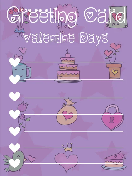 Grußkarte valentine auf lila Hintergrund — Stockvektor