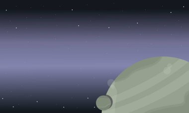 Gezegen ve uydu illüstrasyon uzay arka plan