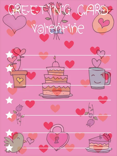 Illustration Valentine fond de carte de vœux — Image vectorielle