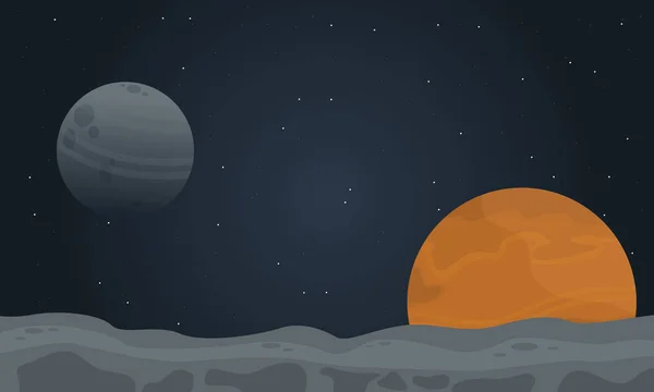 Illustration des Wüstenplaneten Weltraumlandschaft — Stockvektor