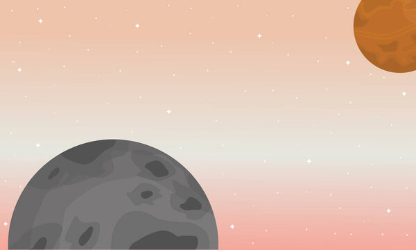 Landscape of space planets collection