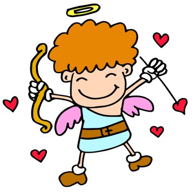 Aşk karikatür ile mutlu aşk tanrısı