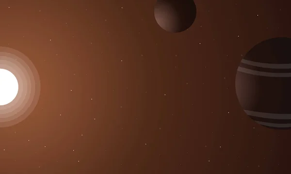 Ilustrație a Soarelui și Planetei din spațiul cosmic — Vector de stoc
