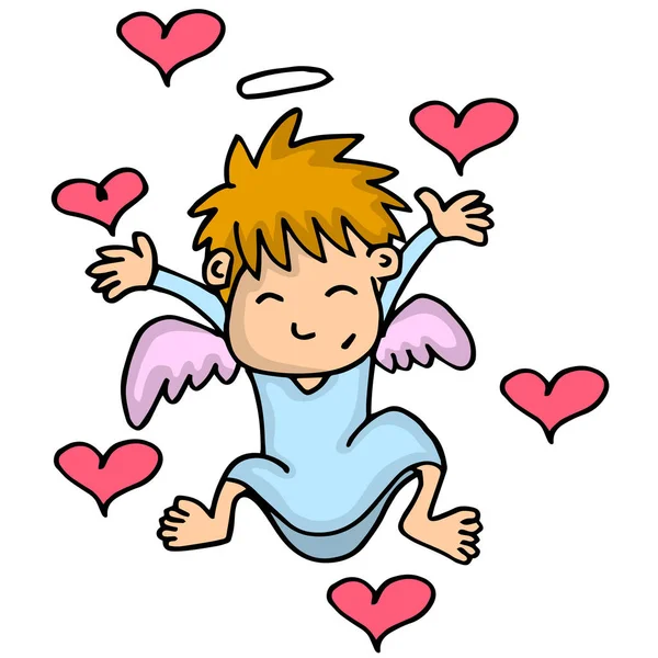 Illustration of cupid with love cartoon — Stock Vector