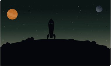 Roket hill uzaydan gezegenin manzara ile üzerinde