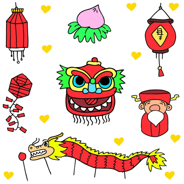 Doodle de vetor celebração chinesa — Vetor de Stock