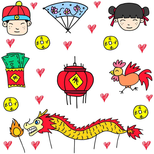 Celebracja chiński element doodli — Wektor stockowy