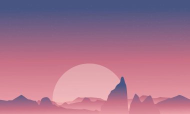 Cliff ve çöl manzara siluet