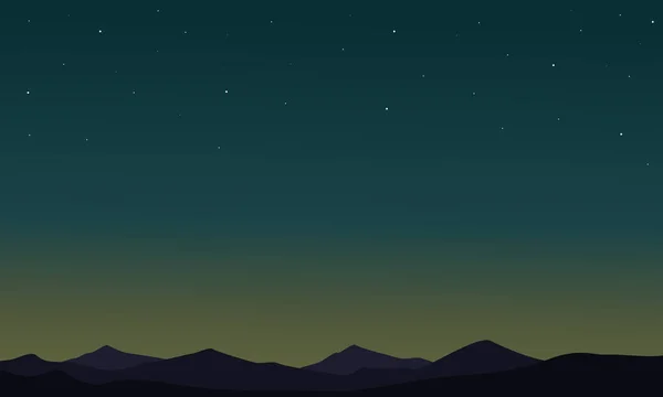 W nocy Pustynny krajobraz sylwetek — Wektor stockowy