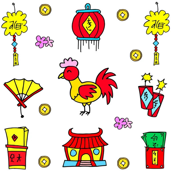 Elemento de ano novo chinês de doodles — Vetor de Stock