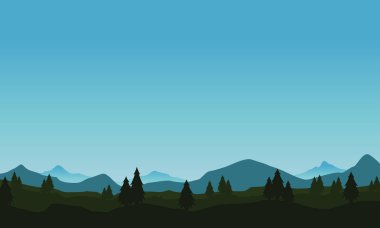 Hill ve ağaç dağ arka planlar ile peyzaj