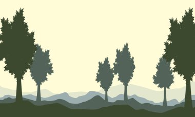 Asian ağaç hill manzara