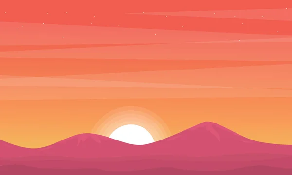 Silhouette des Berges bei Sonnenuntergang Schönheit Landschaft — Stockvektor